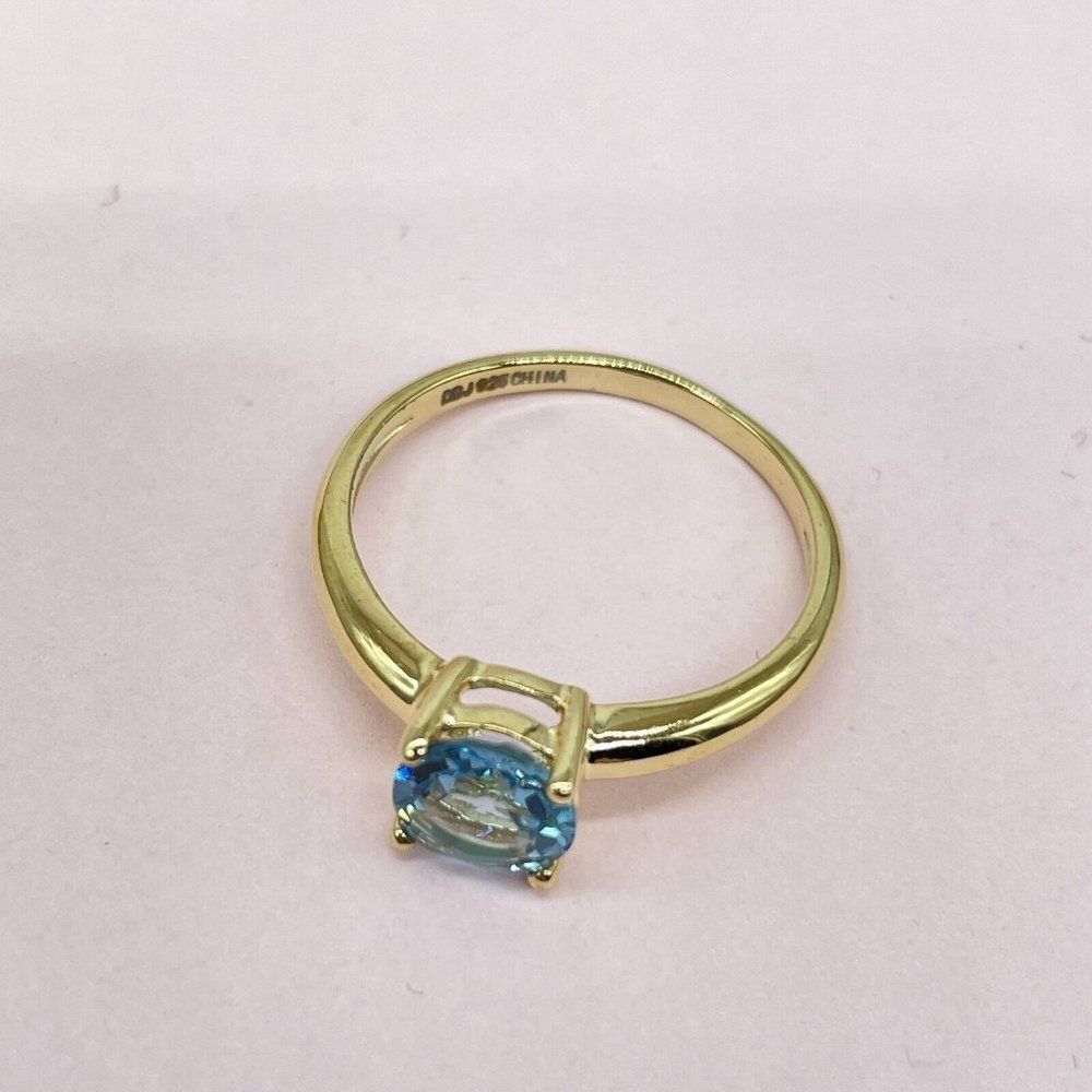 Technibond 1 ct Solitaire Ring Light Blue Topaz Gold Clad Sterling Silver Sz 7.5 - Picture 8 of 10
